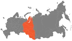 West Siberian economic region on the map of Russia