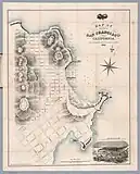Map of San Francisco, 1850, Apollo storeship at the bottom. From Joseph P. Beach's journal