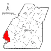 Map of Somerset County, Pennsylvania Highlighting Lower Turkeyfoot Township