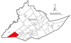Map of Centre County, Pennsylvania highlighting Taylor Township