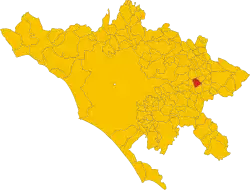 Location of Pisoniano in the Metropolitan City of Rome Capital