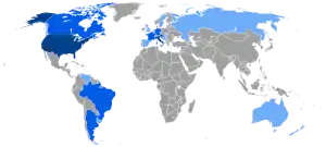 Map of the Slovene diaspora in the world