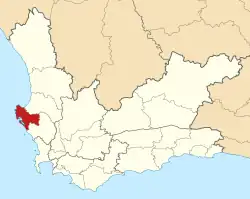 The Saldanha Bay Local Municipality is located on the Cape West Coast Peninsula and around Saldanha Bay, on South Africa's West Coast in the Western Cape province, to the north of Cape Town.