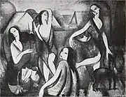 Marie Laurencin, 1910–11, Jeunes filles, oil on canvas, 115&nbsp;cm ×&nbsp;146&nbsp;cm (45&nbsp;in ×&nbsp;57&nbsp;in), Moderna Museet, Stockholm
