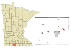 Location within Martin County and state of Minnesota
