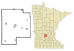 Location of Grove Citywithin Meeker County, Minnesota