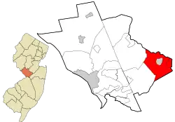 Location of East Windsor in Mercer County highlighted in red (right). Inset map: Location of Mercer County in New Jersey highlighted in orange (left).
Interactive map of East Windsor, New Jersey