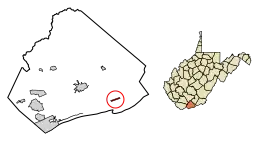 Location of Oakvale in Mercer County, West Virginia.