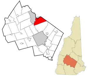 Location in Merrimack County and the state of New Hampshire