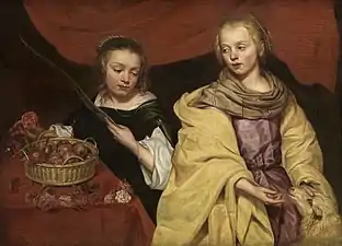 Two Girls as Saint Agnes and Saint Dorothea by Michaelina Wautier. c. 1650