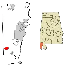 Location in Mobile County and the state of Alabama