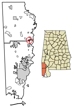 Location in Mobile and Washington counties, Alabama