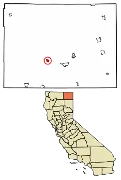 Location of Canby in Modoc County, California.