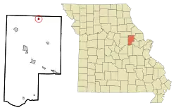 Location of Middletown, Missouri