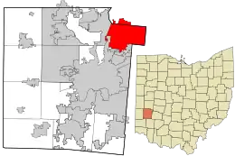 Location in Montgomery County and the state of Ohio.