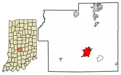 Location of Martinsville in Morgan County, Indiana