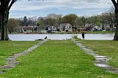 Remains of Morris Canal Lock 1 West, looking toward the lake