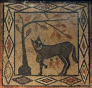 Mosaic depicting the She-wolf with Romulus and Remus, from Aldborough (c.300 AD), Leeds City Museum (16025914306)