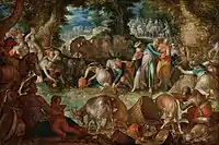 Moses Striking the Rock, 1624, 44.6 × 66.7&nbsp;cm (17.6 × 26.3 in)