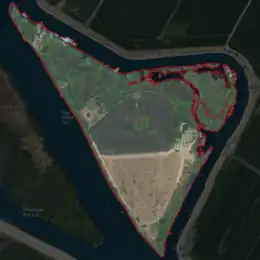 Aerial image of an island.