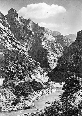 Before - the Neretva canyon near Jablanica town (c. 1920), long before Grabovica Dam.