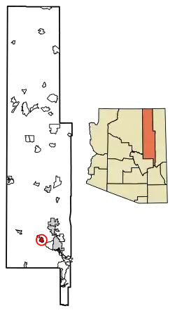 Location of Pinedale in Navajo County, Arizona.