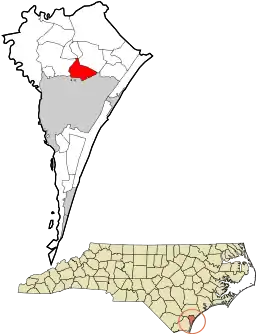 Location in New Hanover County and the state of North Carolina.