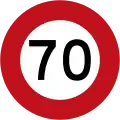 (R1-1) 70&nbsp;km/h speed limit (Used until 2016)