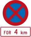 No Stopping for 4 kilometres