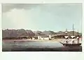 Shinas from the sea in 1810, a pirate stronghold on the Straits of Hormuz, as drawn by Lieut. Richard Temple