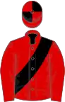 RED, black sash, quartered cap