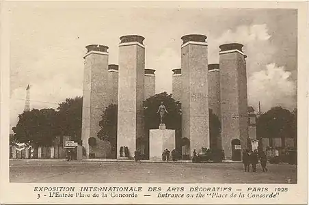 Entrance to the International Exhibition of Modern Decorative and Industrial Arts  in 1925, which gave its name to "Art Deco"