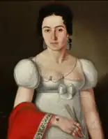 Pavel Đurković - A woman with a red scarf, (1817)