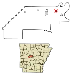 Location of Houston in Perry County, Arkansas.