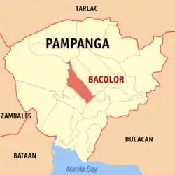 Map of Pampanga with Bacolor highlighted