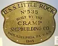 Photo of USS Little Rock CL-92 Cramp Shipbuilding Plaque.