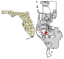 Location of Bardmoor in Pinellas County, Florida.
