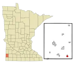 Location of Edgerton, Minnesota