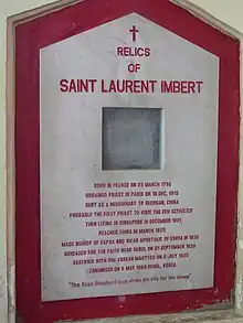The relics of Saint Laurent-Marie-Joseph Imbert.