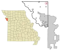 Location of Edgerton, Missouri