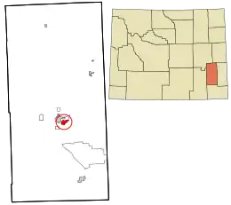 Location in Platte County and the state of Wyoming.