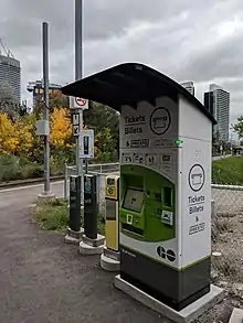 A ticket and Presto card top-up machine at a suburban train station in Toronto.
