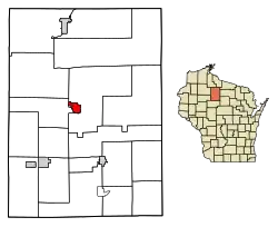 Location of Phillips in Price County, Wisconsin.