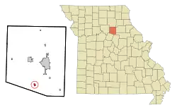 Location of Higbee shown in Missouri