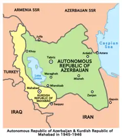 The boundaries of the Republic of Mahabad