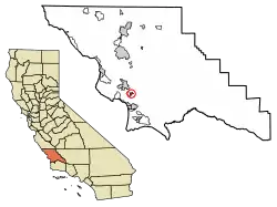 Location of Edna in San Luis Obispo County, California.