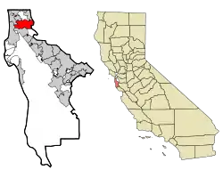 Location in San Mateo County and the state of California