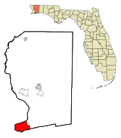 Location in Santa Rosa County and the state of Florida