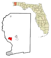 Location in Santa Rosa County and the state of Florida