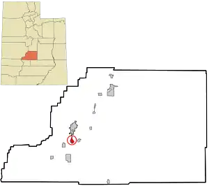 Location in Sevier County and the state of Utah.